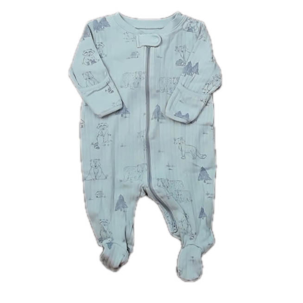Baby Cottons Boys Blue Bears 1-piece footed Pajamas size: Newborn